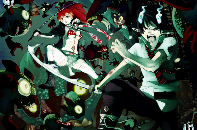 Обои картинки фото аниме, ao no exorcist, синий, экзорцист