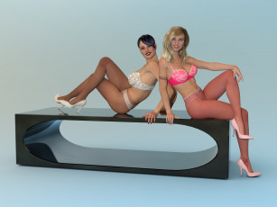 Картинка 3д+графика люди+ people девушки взгляд фон