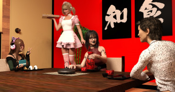 Картинка 3д+графика люди+ people девушка взгляд фон