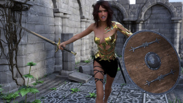 Картинка 3д+графика амазонки+ amazon фон взгляд девушка