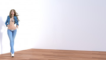 Картинка 3д+графика люди+ people девушка взгляд фон