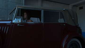 обоя 3д графика, люди-авто, мото , people- car ,  moto, автомобиль, фон, девушка, взгляд