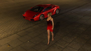 Картинка 3д+графика люди-авто мото+ people-+car+ +moto взгляд девушка автомобиль фон