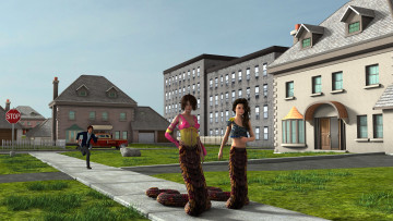 обоя 3д графика, существа , creatures, фон, взгляд, девушки