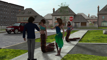 Картинка 3д+графика существа+ creatures фон взгляд девушки