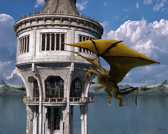 Обои картинки фото 3д графика, существа , creatures, дракон, полет