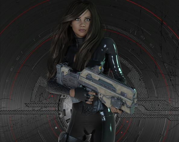 Обои картинки фото 3д графика, фантазия , fantasy, фон, девушка, взгляд