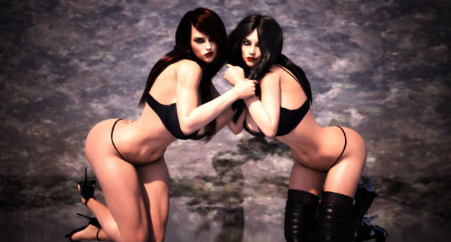 Обои картинки фото 3д графика, люди , people, девушки, взгляд, фон