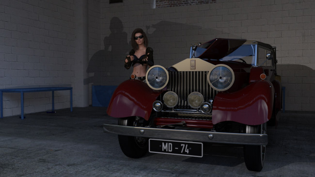 Обои картинки фото 3д графика, люди-авто, мото , people- car ,  moto, взгляд, девушка, фон, автомобиль