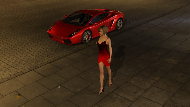 Обои картинки фото 3д графика, люди-авто, мото , people- car ,  moto, взгляд, девушка, автомобиль, фон