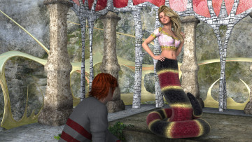 Картинка 3д+графика существа+ creatures фон взгляд девушки