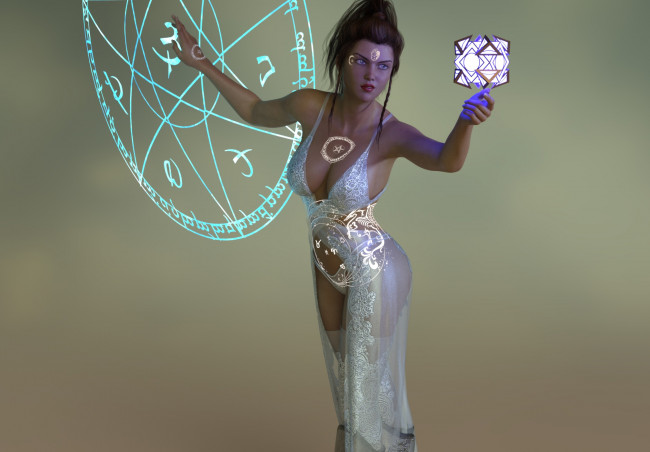 Обои картинки фото 3д графика, фантазия , fantasy, взгляд, фон, девушка