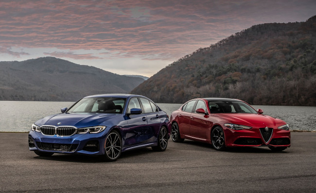 Обои картинки фото автомобили, разные вместе, alfa, romeo, bmw, julia