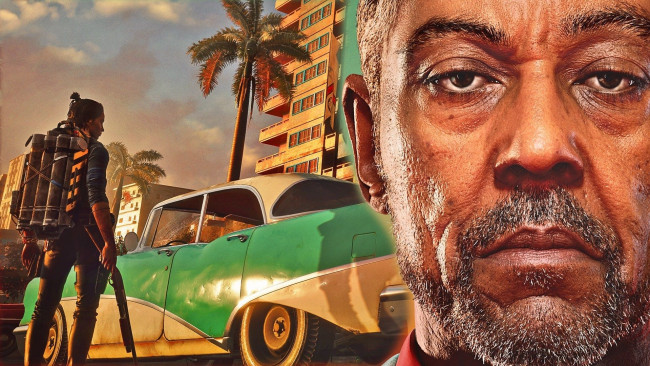 Обои картинки фото видео игры, far cry 6, лицо, город, машина, оружие