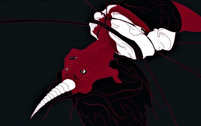 Обои картинки фото фэнтези, демоны, демонесса, рог, веревки