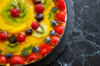 Картинка еда торты торт желе малина клубника киви