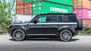 обоя manhart defender dp500, автомобили, land-rover, черный, контейнеры