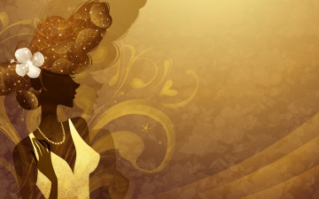 обоя векторная графика, девушки , girls, девушка, цветок, бусы