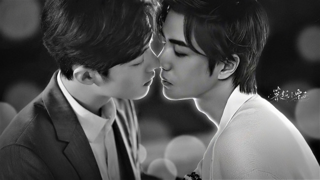 Обои картинки фото разное, компьютерный дизайн, ван, ибо, сяо, чжань, поцелуй