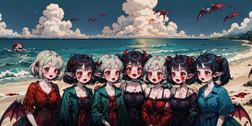 Картинка аниме ангелы +демоны нейросети графика нейроарт ai art нейронные сети рисунки нейро искусство