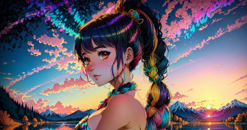 Картинка аниме пейзажи +природа нейросети графика нейроарт ai art нейронные сети рисунки нейро искусство