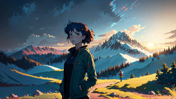 Картинка аниме пейзажи +природа нейросети графика нейроарт ai art нейронные сети рисунки нейро искусство