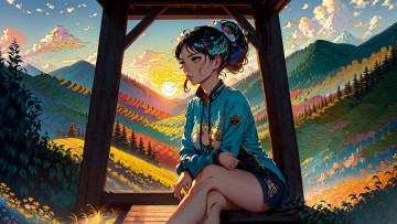 Картинка аниме пейзажи +природа нейросети графика нейроарт ai art нейронные сети рисунки нейро искусство