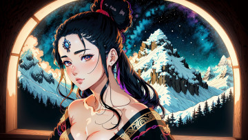 Картинка аниме зима +новый+год +рождество нейросети графика нейроарт ai art нейронные сети рисунки нейро искусство