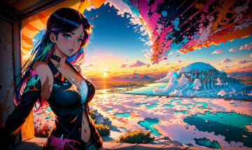 Картинка аниме пейзажи +природа нейросети графика нейроарт ai art нейронные сети рисунки нейро искусство