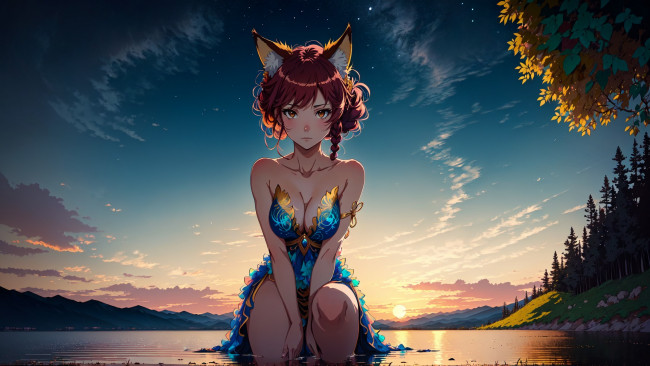 Обои картинки фото аниме, животные,  существа, нейросети, графика, нейроарт, ai, art, нейронные, сети, рисунки, нейро, искусство