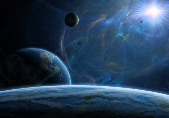 Картинка космос арт планеты свечение