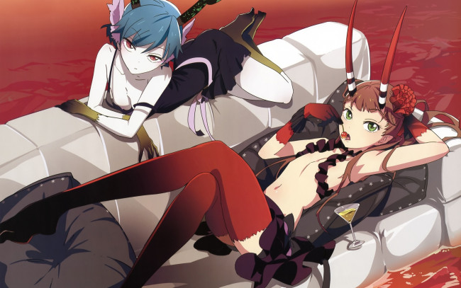 Обои картинки фото аниме, control, демоны, девушки