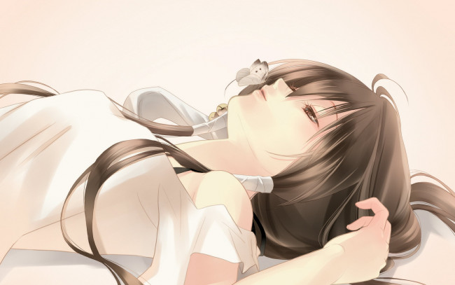 Обои картинки фото аниме, get, backers, девушка, отдых, бабочка