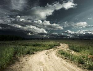 Картинка природа дороги пейзаж облака луг