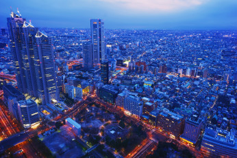 Картинка города огни ночного небоскребы здания ночь панорама