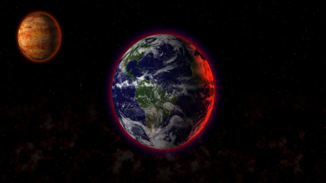 Обои картинки фото from, space, космос, арт, простанство, луна, земля