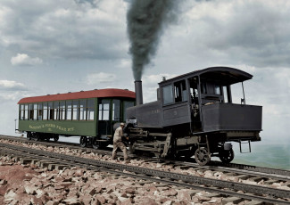 Картинка техника паровозы рельс паровоз насыпь вагон машинист поломка