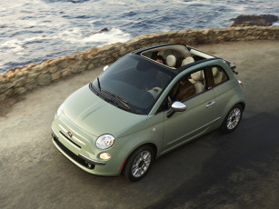 Картинка автомобили fiat зеленый 500c lounge us-spec