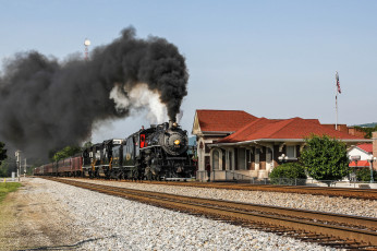 Картинка техника паровозы дорога рельсы паровоз вагоны железная
