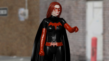 обоя 3д графика, люди , people, девушка, взгляд, маска, латекс, рыжая