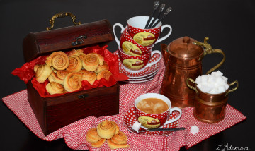 Картинка еда натюрморт кофе булочки сахар