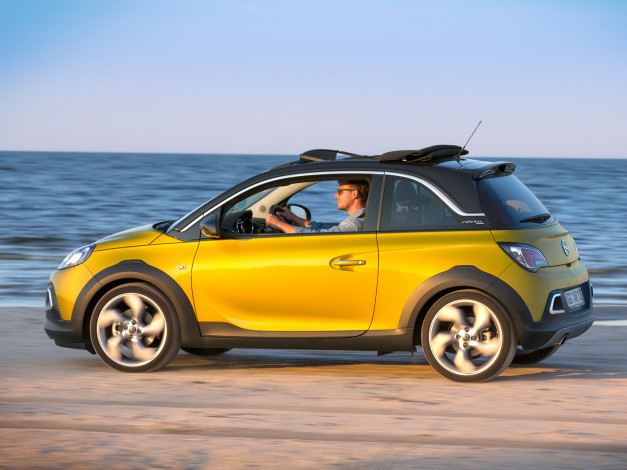 Обои картинки фото автомобили, opel, желтый, 2014г, rocks, adam