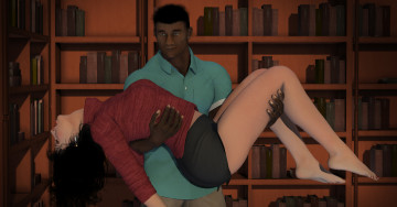 Картинка librarian 3д+графика фантазия+ fantasy парень взгляд фон девушка