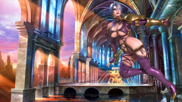 обоя 3д графика, фантазия , fantasy, фон, взгляд, девушка