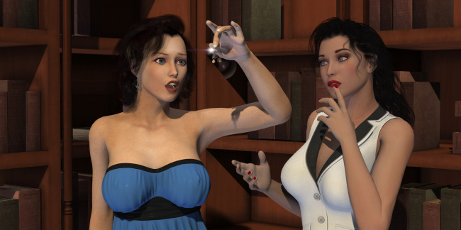 Обои картинки фото librarian, 3д графика, фантазия , fantasy, девушки, фон, взгляд