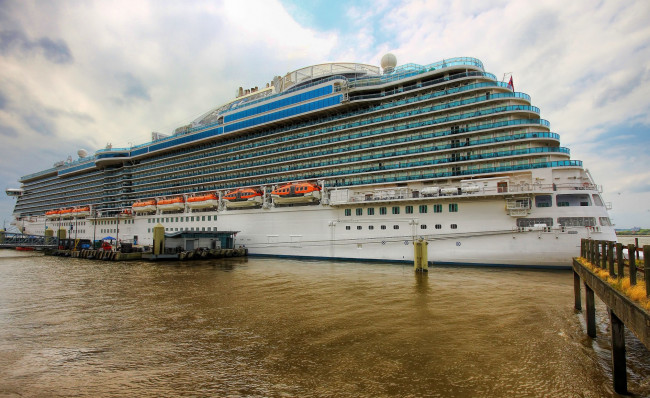 Обои картинки фото royal princess, корабли, лайнеры, лайнер, океанский, причал, круиз