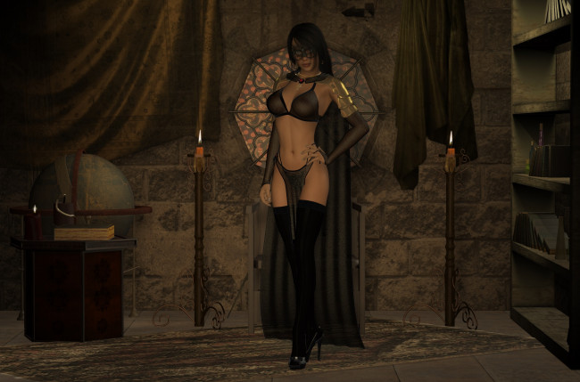 Обои картинки фото 3д графика, люди , people, девушка, взгляд, свечи, фон