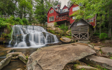 Картинка природа водопады водопад река лес