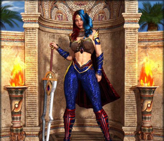 Обои картинки фото 3д графика, фантазия , fantasy, фон, взгляд, девушка