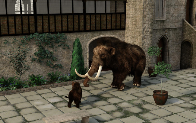 Обои картинки фото 3д графика, животные , animals, фон, мамонт